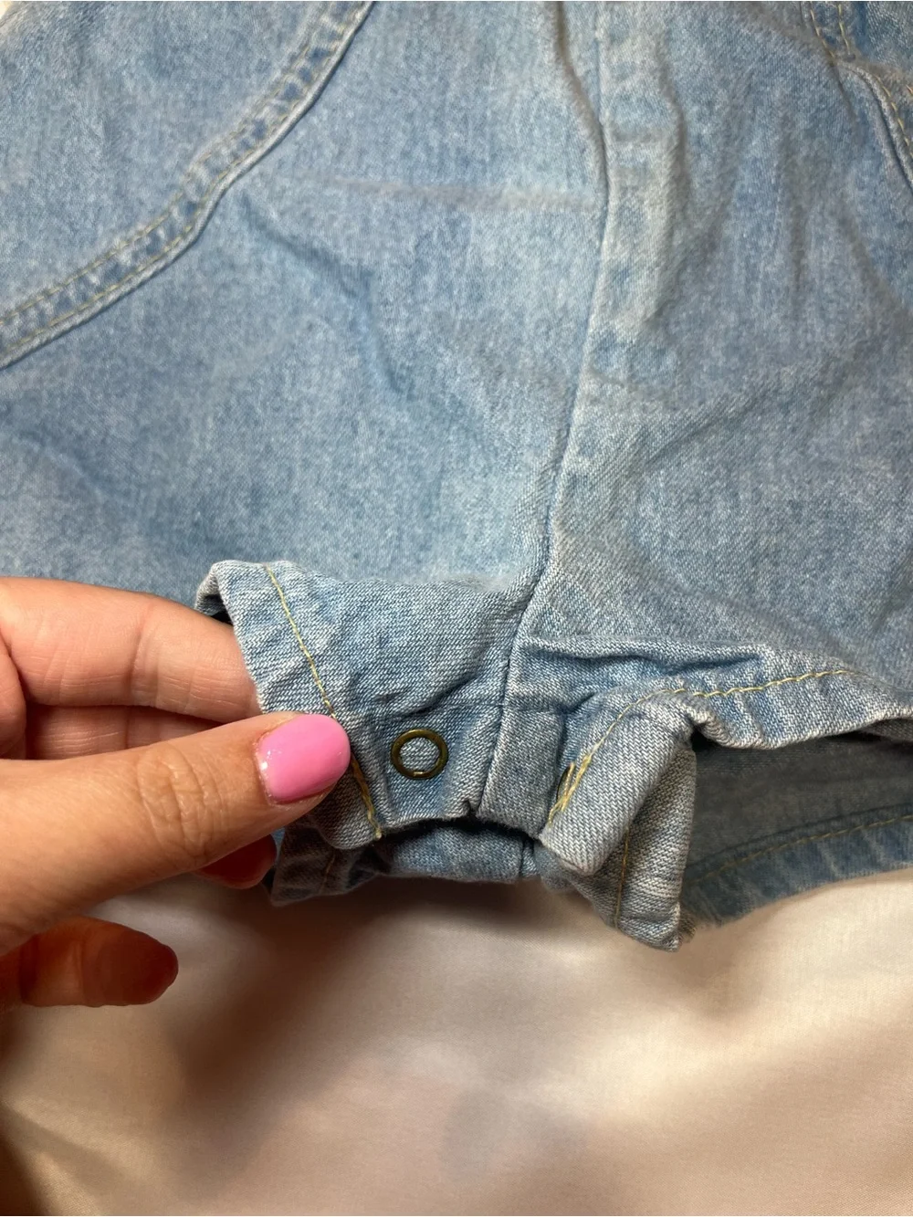 Vintage OshKosh B'gosh Baby Girl Blue Denim Bubble Overalls 3T Made in USA 90s